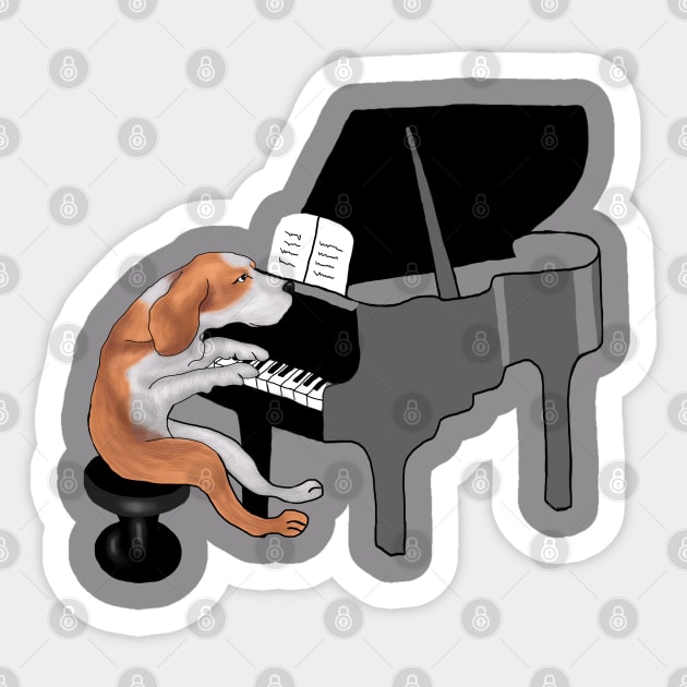 Dog Playing Piano Funny Sticker by Merchweaver